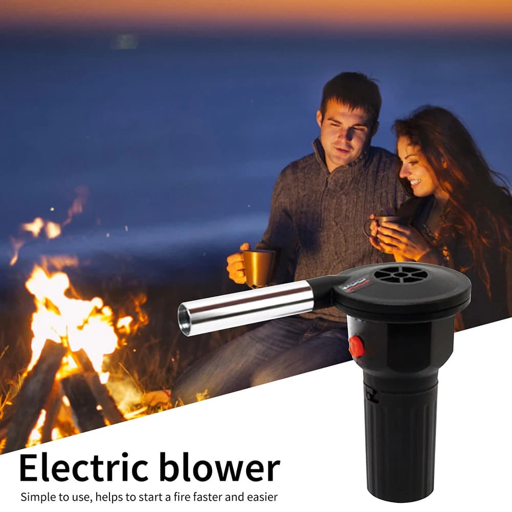Ventilatore da Esterno, Soffiatore d'Aria Portatile, Asciugacapelli, Attrezzi per il Fuoco, Accessori per Griglia, Utensile da Cucina in Lega di Alluminio per Picnic, Campeggio e Cucina
