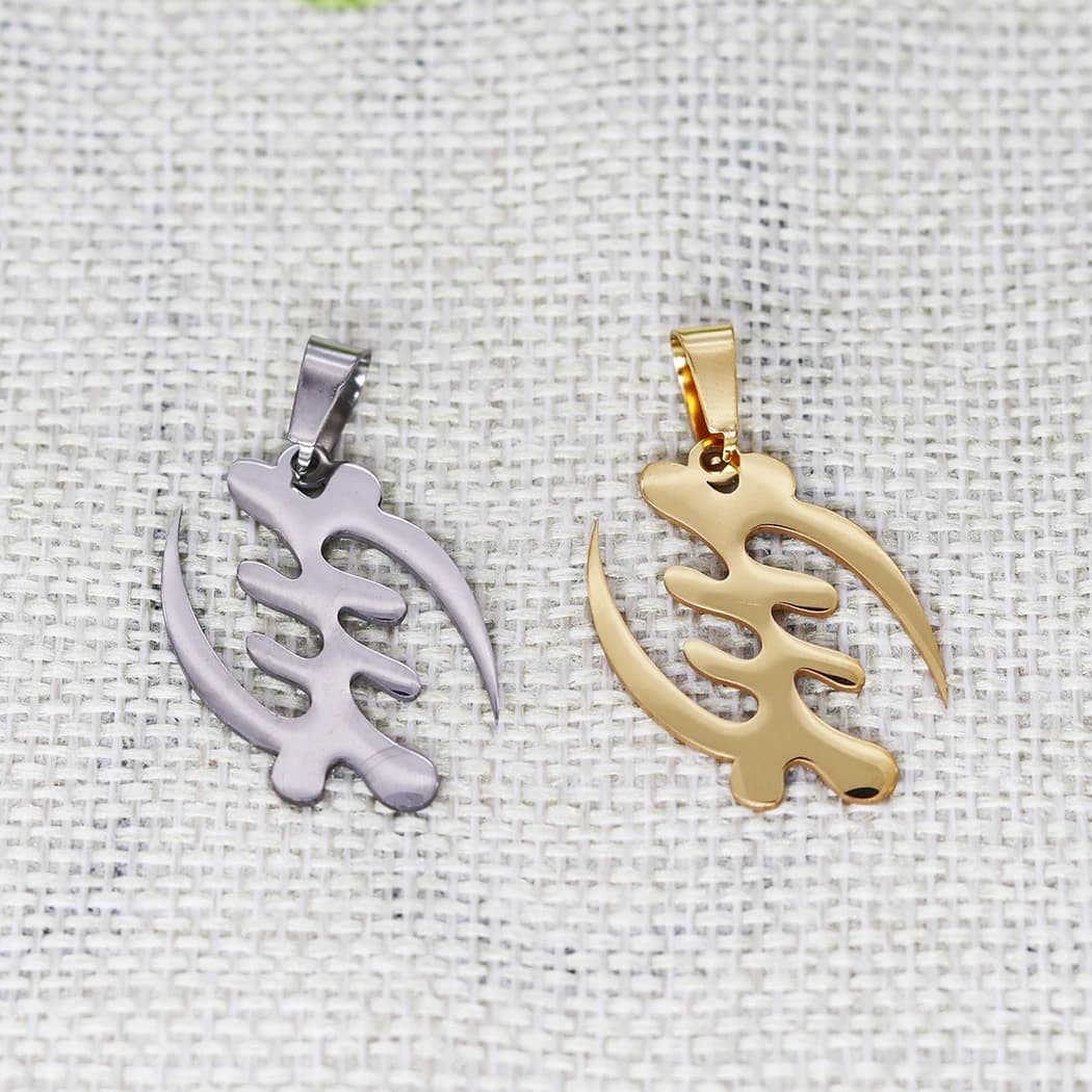 5PCS DIY Stainless Steel Ghana African Adinkra Gye Nyame Necklace Retro Men Vintage Charm Pendant Necklace