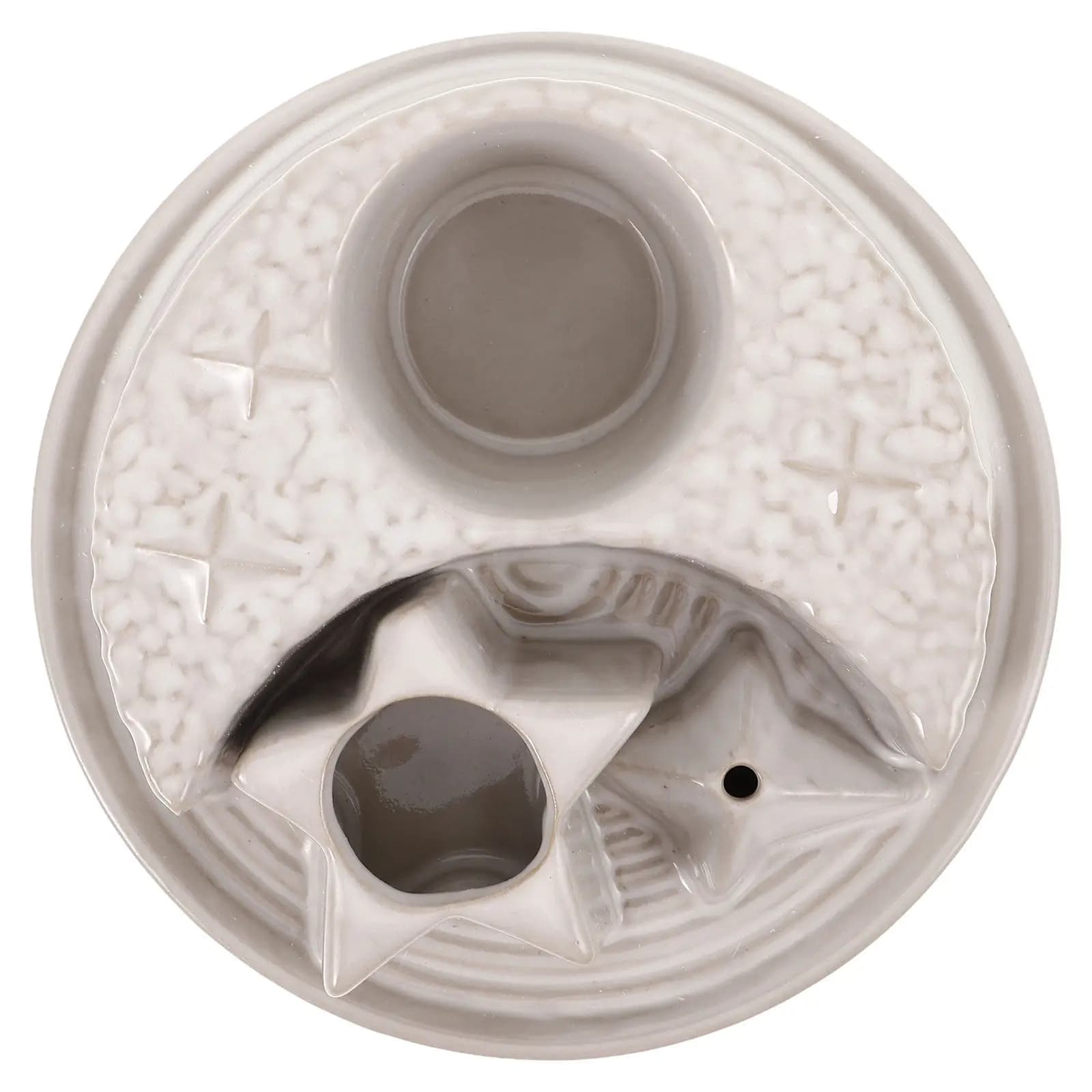 Ceramic Sage Incense Burner Star Moon Design Decorative Incense Holder for Smudging Sticks Aromatherapy Meditation Room Bedroom