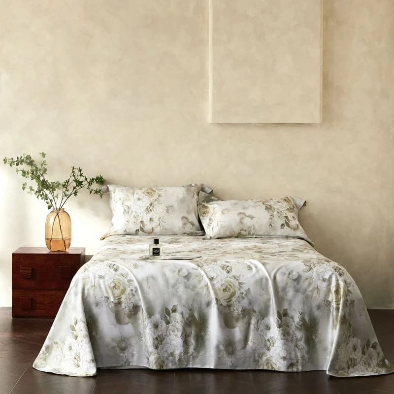 Ultra Soft Bamboo Lycoell Soft Leaves Ultra Soft Cooling Bed/Flat Sheet Pillowcases Double Queen size 3Pcs