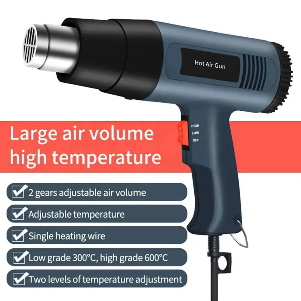Pistola termica da 2000 W Pistola ad aria calda professionale Temperatura regolabile 60-600 D per sverniciatura fai da te Vernice restringente PVC e casa