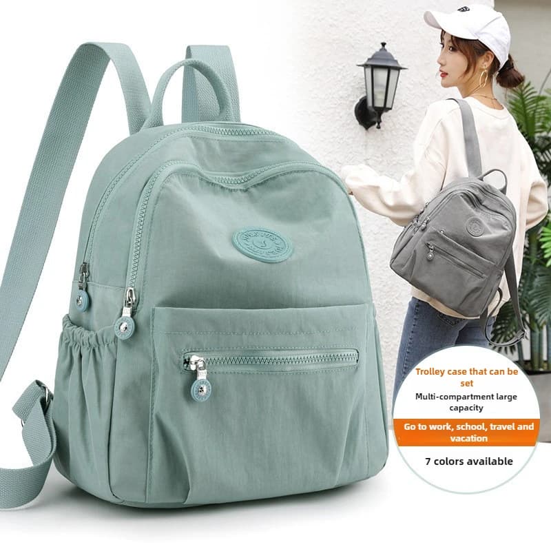 Backpack Small Capacity Multi Pocket Nylon Canvas Adjustable Straps Travel School Mommy Women Korean Trendy Versatile