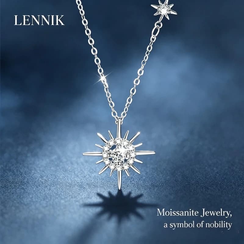 LENNIK Mozzarella Diamond Necklace Niche Ladies Collarbone Fashion Accessories Jewelry Sterling Silver Sun Silver Necklace