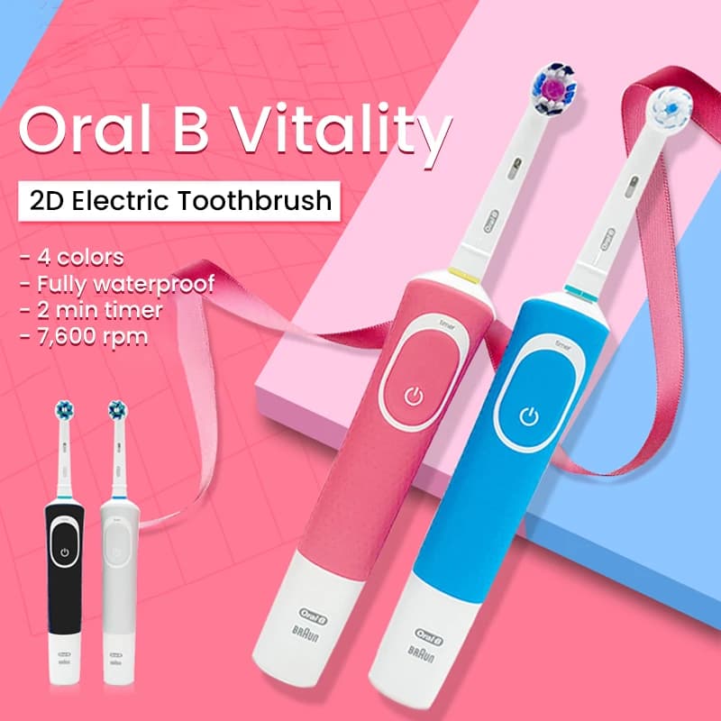 Electric toothbrush Oral B D100 small round head with 4 heads timer deep cleaning tooth whitening brush