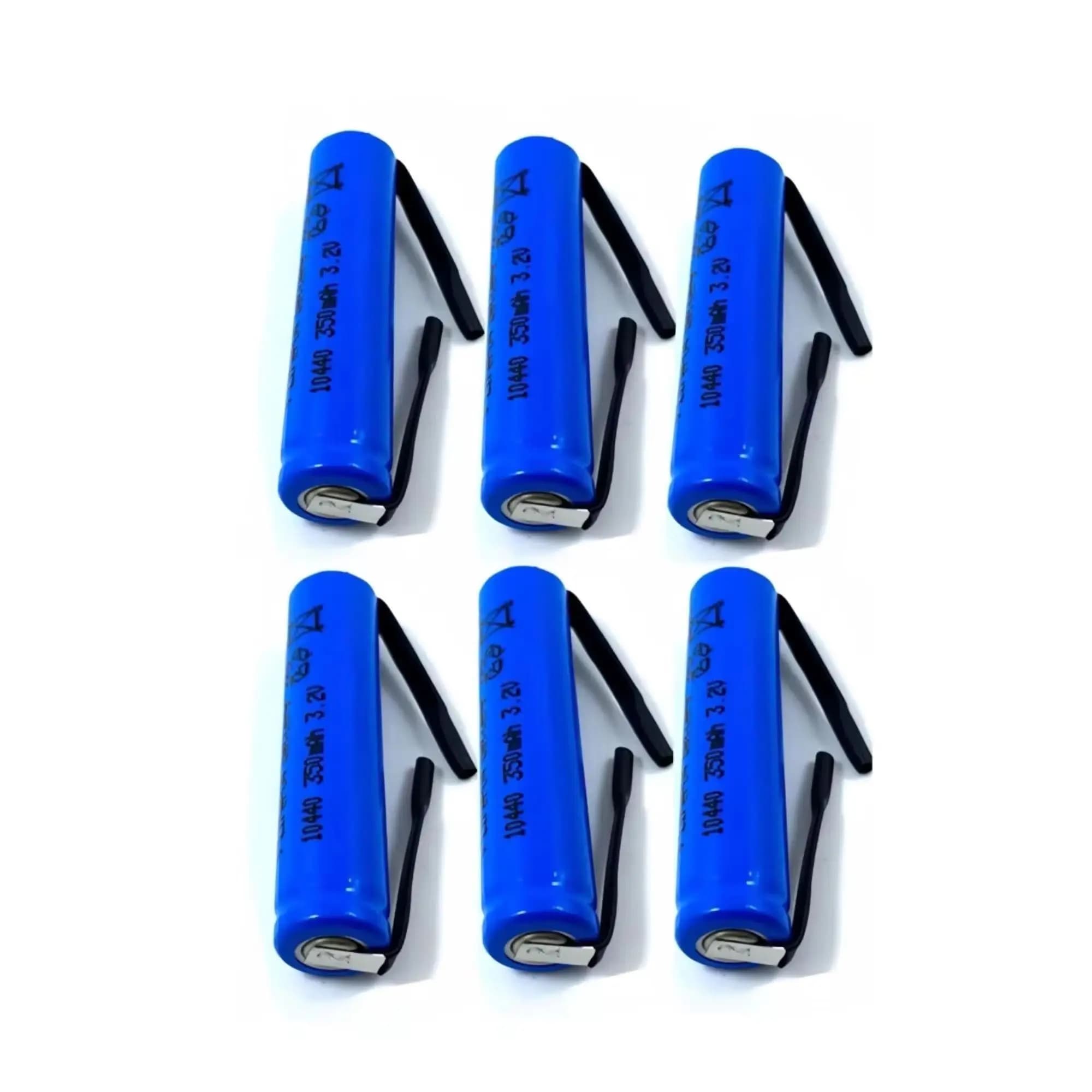 6PCS 10440 LiFePO4 Battery 3.2V 350mAh with Welding tabs for Electric Toothbrush Wireless Doorbell Wireless Alarm Smoking Wall Clock