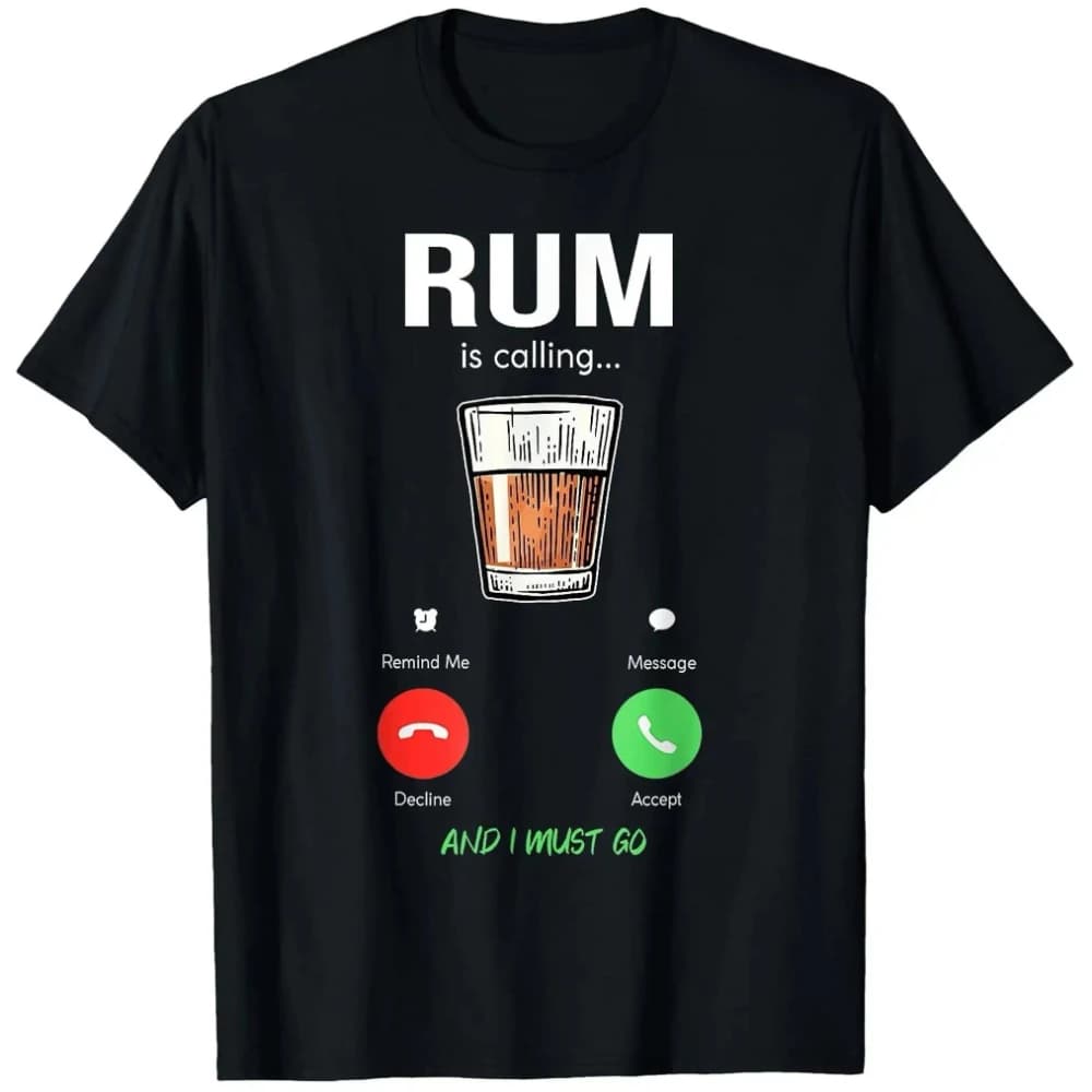 T-shirt divertente da uomo per amanti del rum con stampa 'This Rum Is Calling Me' e design a boccale di birra, ideale per l'estate