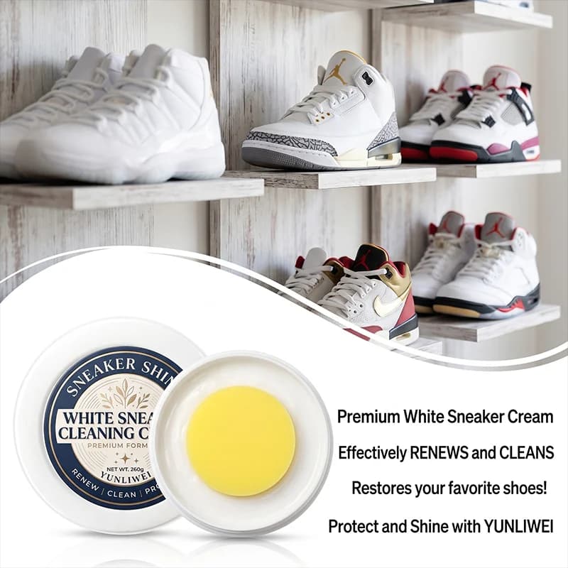 YUNLIWEI Crema Detergente per Scarpe Bianche Senza Risciacquo, Pasta Pulente per Sneaker, Kit di Cura Rapida per Scarpe da Viaggio, Balsamo Rinfrescante per Calzature