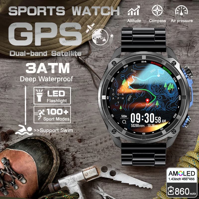 NEW GPS Offline Map Navigation 4G Memory Smart Watch Built-in App Market 10ATM Waterproof Watches 1000mAh Sports Fashion Watch