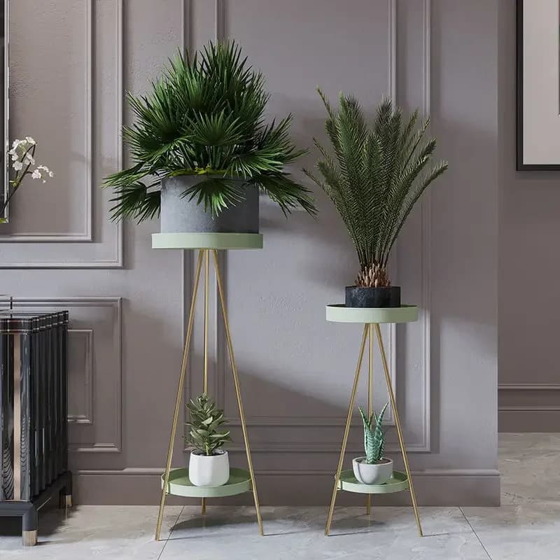 80 x 30 x 25cm Simple Style Metal Plant Stand Indoor Flower Pot Holder for Home Decor - Black