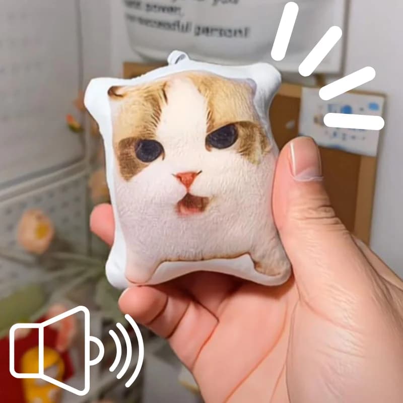 Gatto Parlante Portatile Squeezable per Borsa, Portachiavi con Suono, Giocattolo Morbido in Peluche con Suono Realistico di Miau, Antistress per Bambini