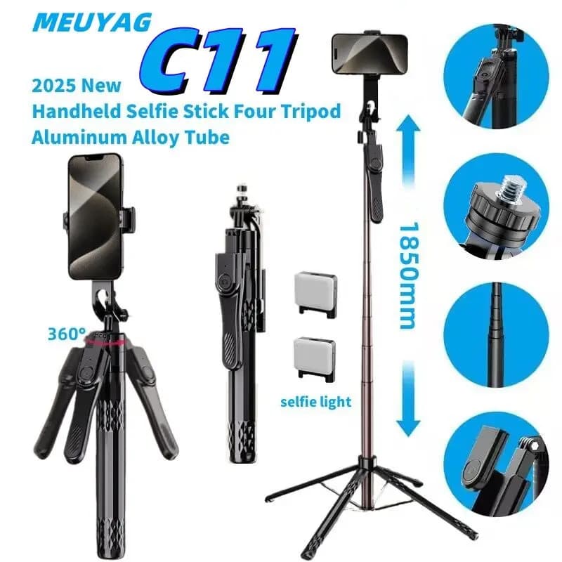 Treppiede per selfie stick wireless con telecomando Bluetooth, supporto pieghevole portatile per registrazione di riprese Vlog per smartphone iPhone