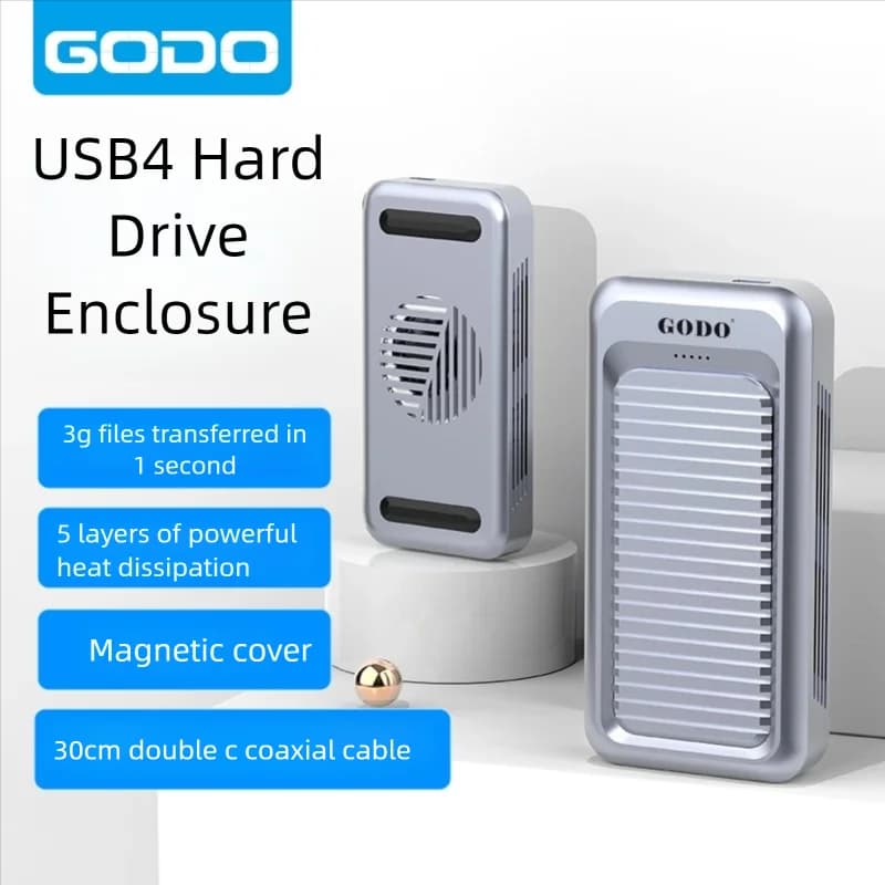 GODO 40Gbps M2 SSD Enclosure USB4 Gen2 NVMe Case Compatible with Thunderbolt M.2 NVMe SSD Enclosure Hard Drive Case External Box