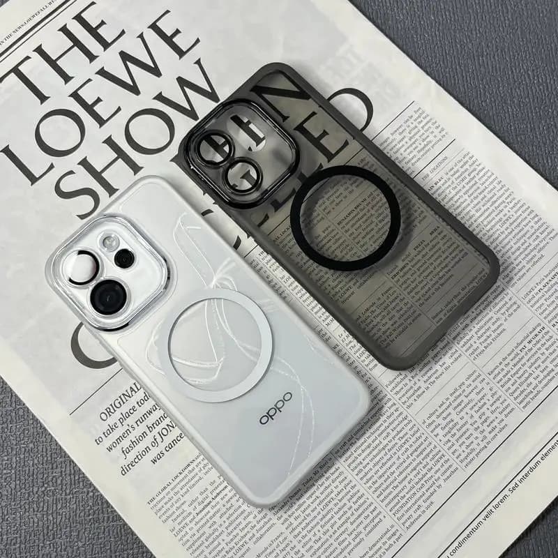 Magnetic Case For OPPO Reno 15 FS 15 14 Pro Max TPU Soft Silicone Transparent Cover For Reno15 F Reno14 F Lens Film Protection