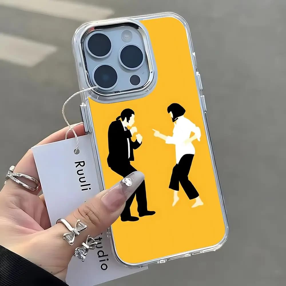 Constitute film poster style Phone Case For iPhone17 16 15 14 13 12 11 Pro Max Plus Chrome Button Camera Ring Transparent Case