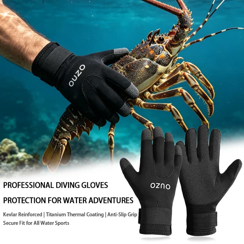 Guanti da Immersione 3mm - Rivestimento in Titanio CR, Anti-Taglio, Antiscivolo, Caldi per Pesca Subacquea, Surf e Snorkeling