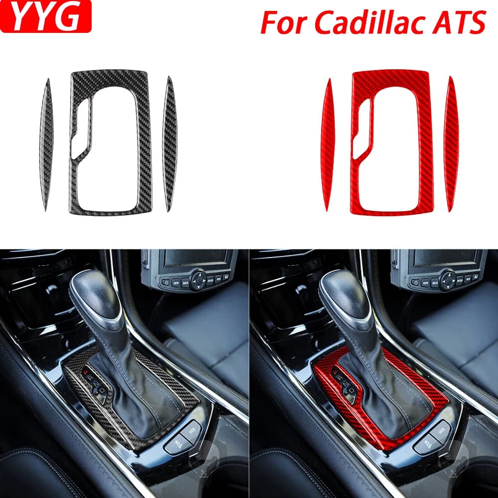 For Cadillac ATS 2013-2019 Automatic Carbon Fiber Gear Panel Decorative Cover Accessories For Car Sticker Interior Decoration