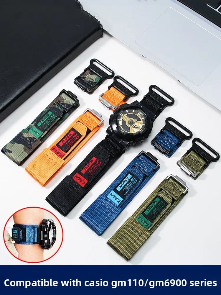 Cinturino per orologio in velcro adatto per cinturino per orologio in tela di nylon serie Casio GM110 GA110/GM-6900