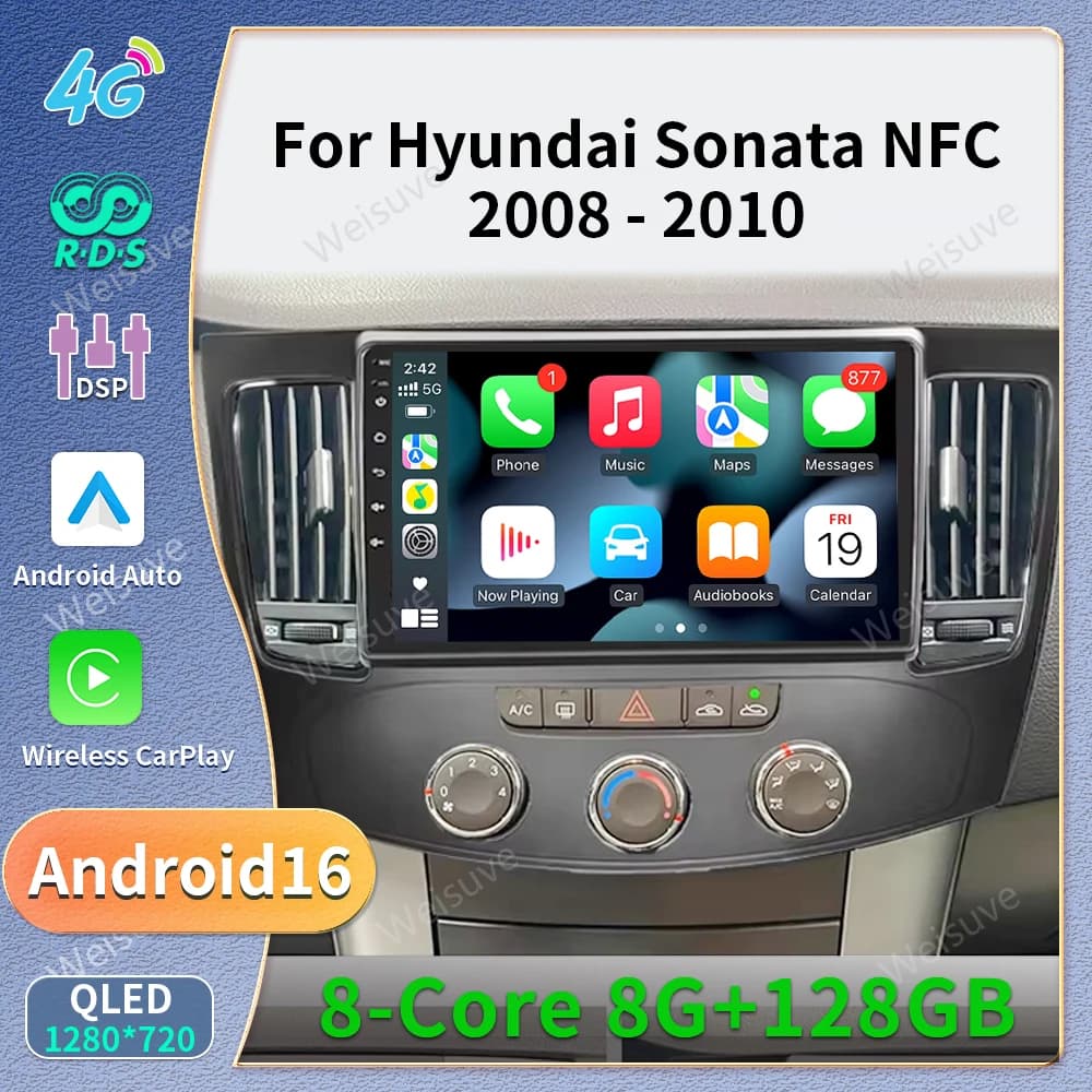 WIFI 4G Car Radio For Hyundai Sonata NF 2008-2010 Autoradio FM RDS Wireless Carplay Multimedia Video Player Head Unit IPS Stereo