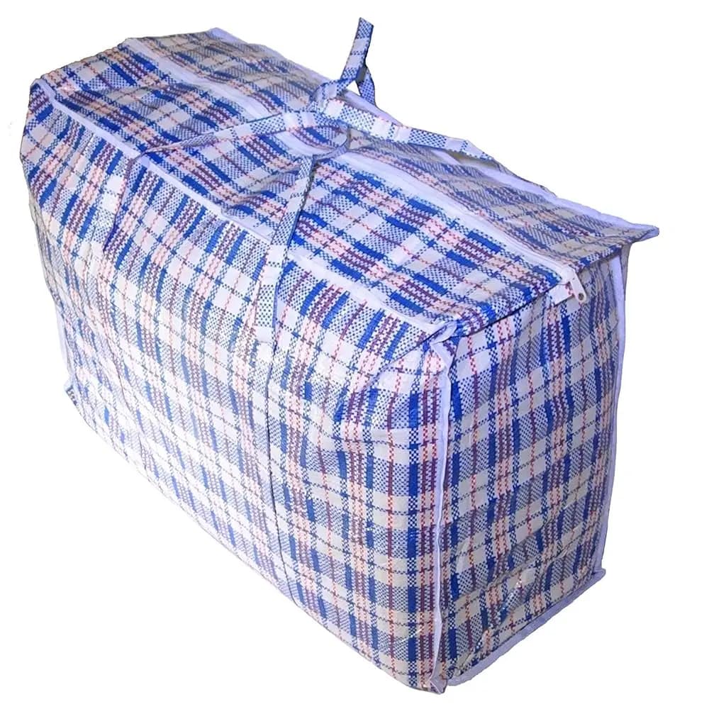 Set di 3 sacchi super giganti per lavanderia e trasporto con cerniera e maniglie – 28 altezza x 30 lunghezza x 7 larghezza – Resistenti a quadretti D