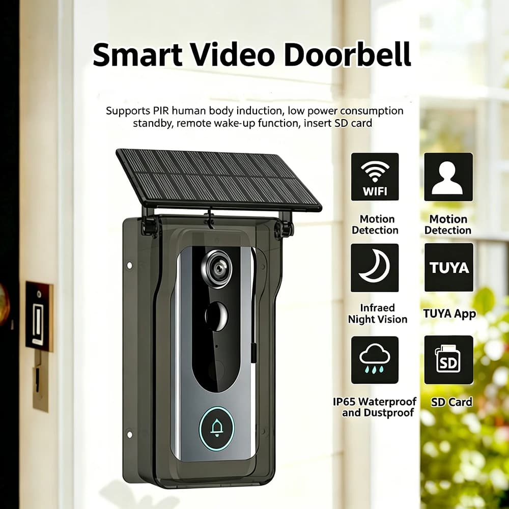 Campanello Video Wireless con Telecamera WiFi, Campanello Intelligente Tuya per Casa Intelligente, Rilevamento Movimento, Visione Notturna, Citofono