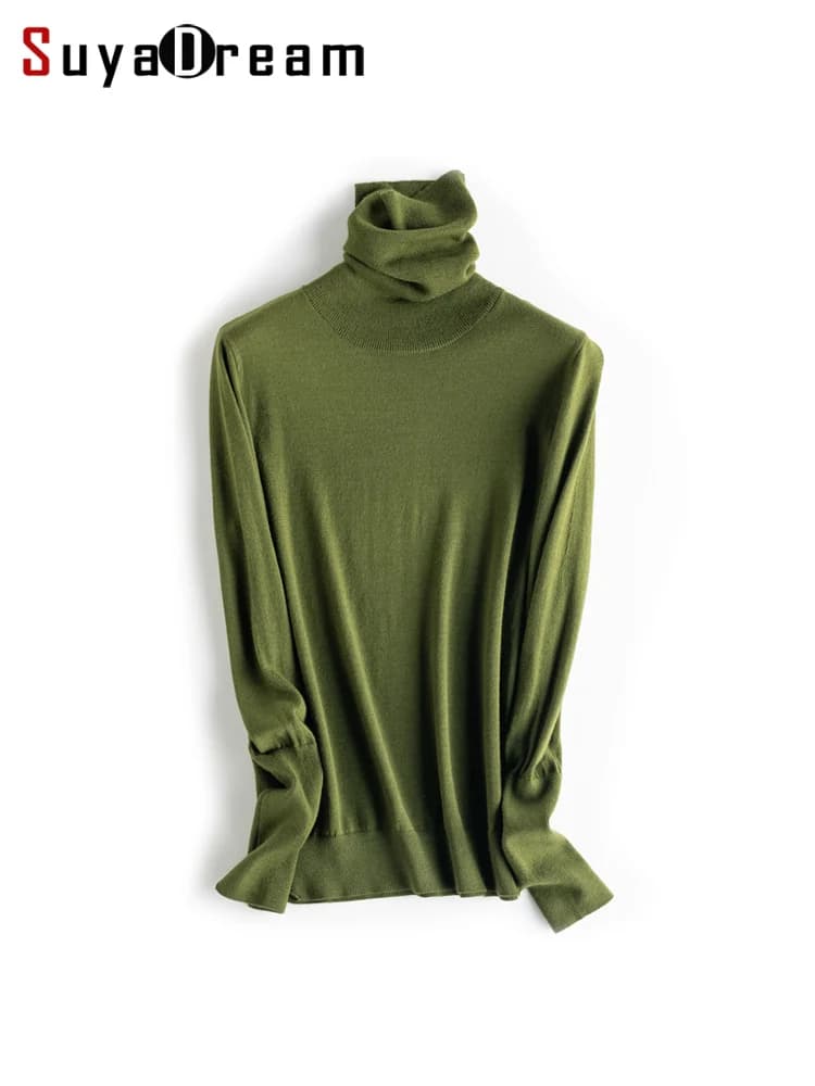 SuyaDream Maglioni semplici da donna 50% lana 50% dolcevita acrilico comodi pullover basic 2024 autunno inverno Top