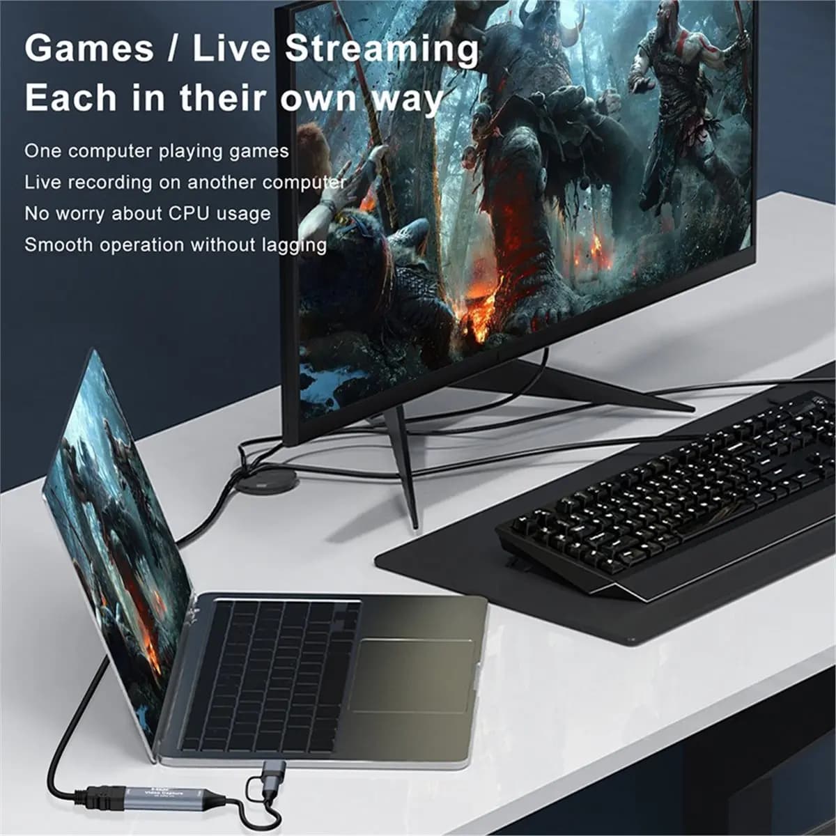 Scheda di acquisizione video USB 3.0 2 in 1 4K - Compatibile con USB Type-C per la registrazione di giochi e trasmissioni in diretta su Switch
