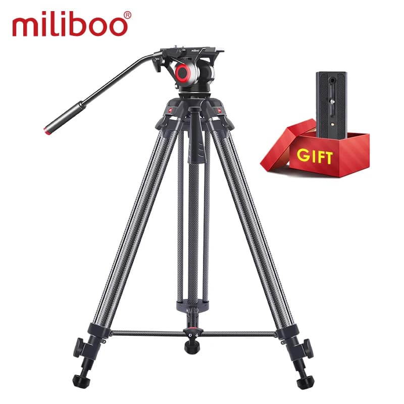 Travel tripod Miliboo MTT606, only 2.9 kg weight, video head with hydraulic damping for digital cameras SLR DSLR, extra QR plate.