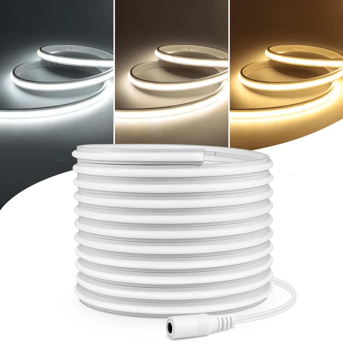 Striscia luminosa al neon COB in silicone 24V senza sfarfallio, luce soffusa, nastro adesivo nano trasparente tagliabile pieghevole fai-da-te, nessuna necessità di perforazione