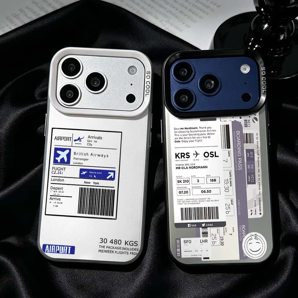 Boarding Pass Ticket Phone Case For iPhone 17 Air 16 15 14 13 12 Mini 11 Pro Max Plus Shockproof Plating Matte Cover