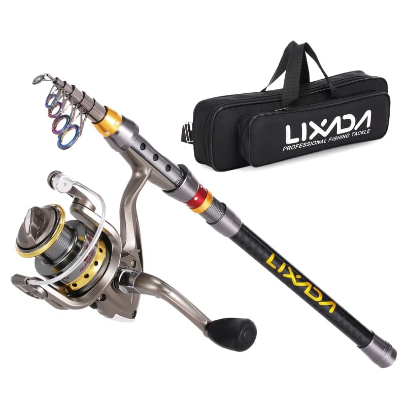 Lixada canna da pesca telescopica e mulinello Combo Kit completo canna da pesca in fibra di carbonio Pole + mulinello da pesca Spinning + Set di attrezzatura da pesca