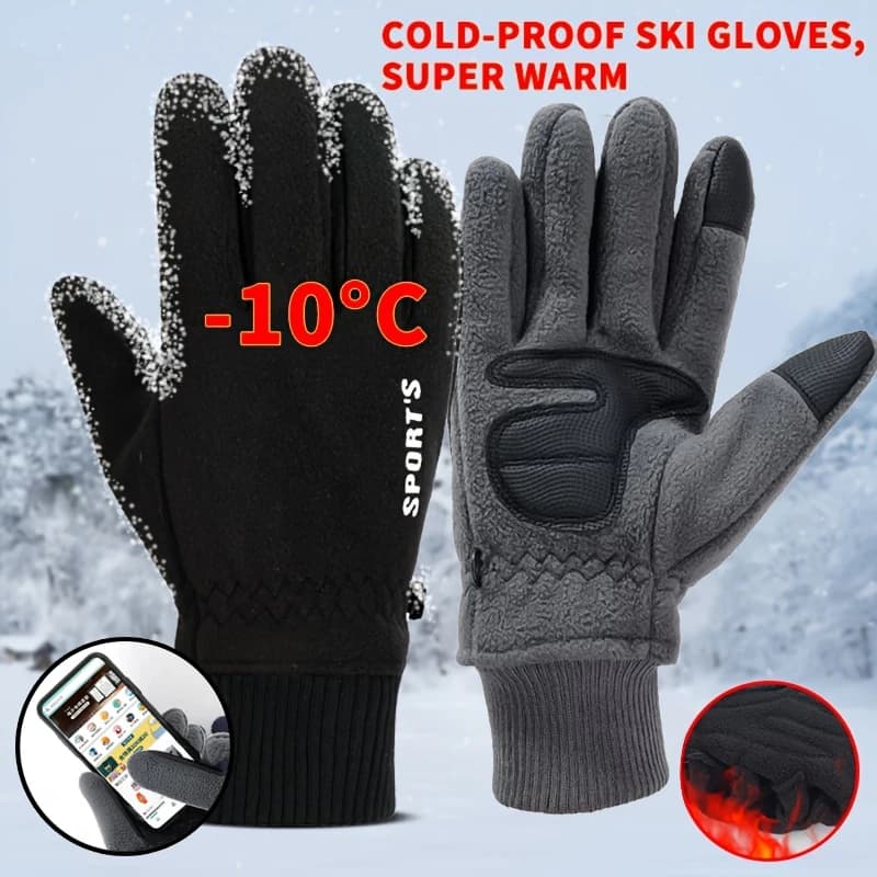 Guanti da sci invernali da uomo Guanti da ciclismo Guanti da bici Guanti termici in pile polare Vento freddo Touchscreen impermeabile Guanto da sci caldo