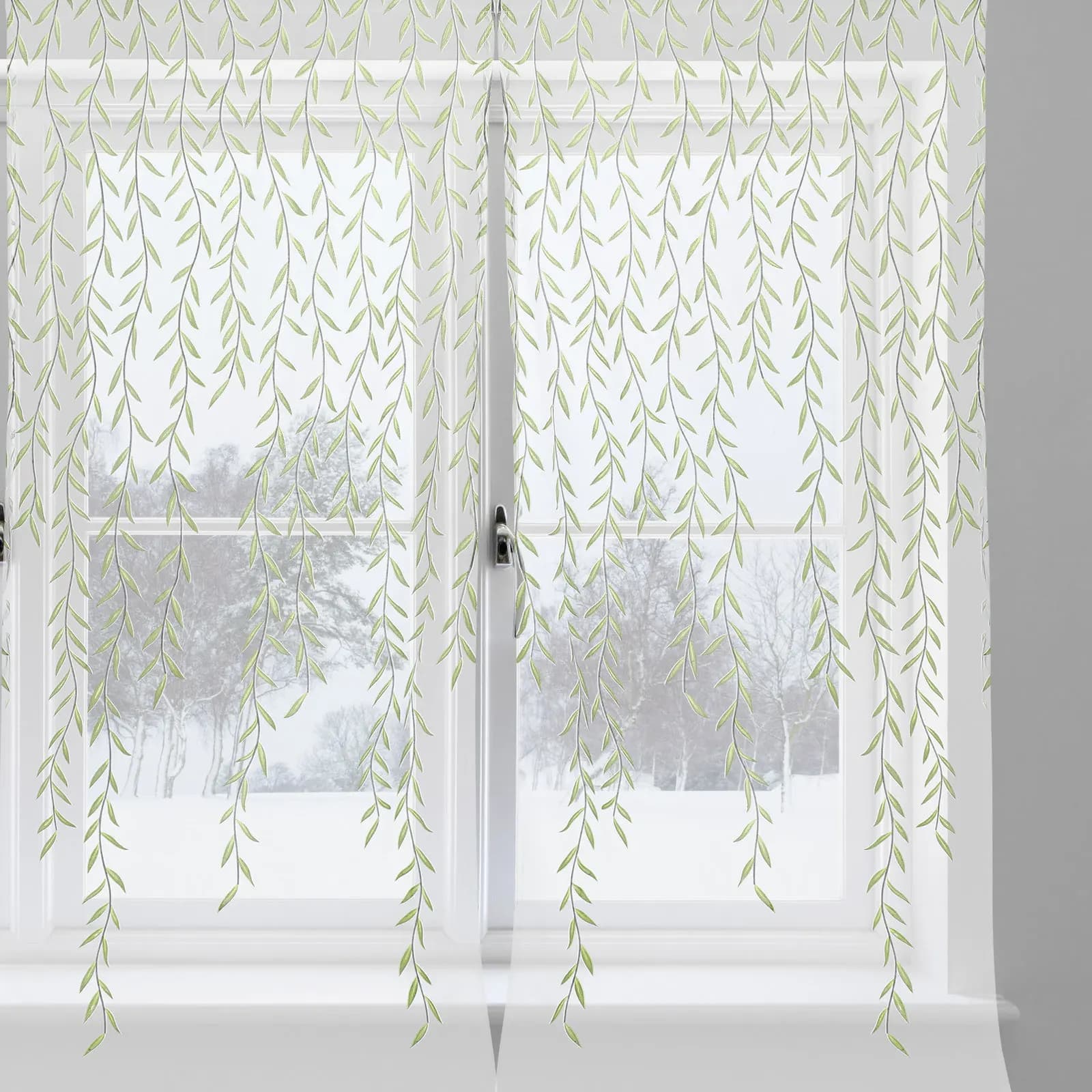 1 Pezzo Tenda Trasparente Verde in Poliestere 100x250cm per Camera da Letto e Soggiorno, Decorazione Finestra, Privacy, Protezione Solare, Lavabile