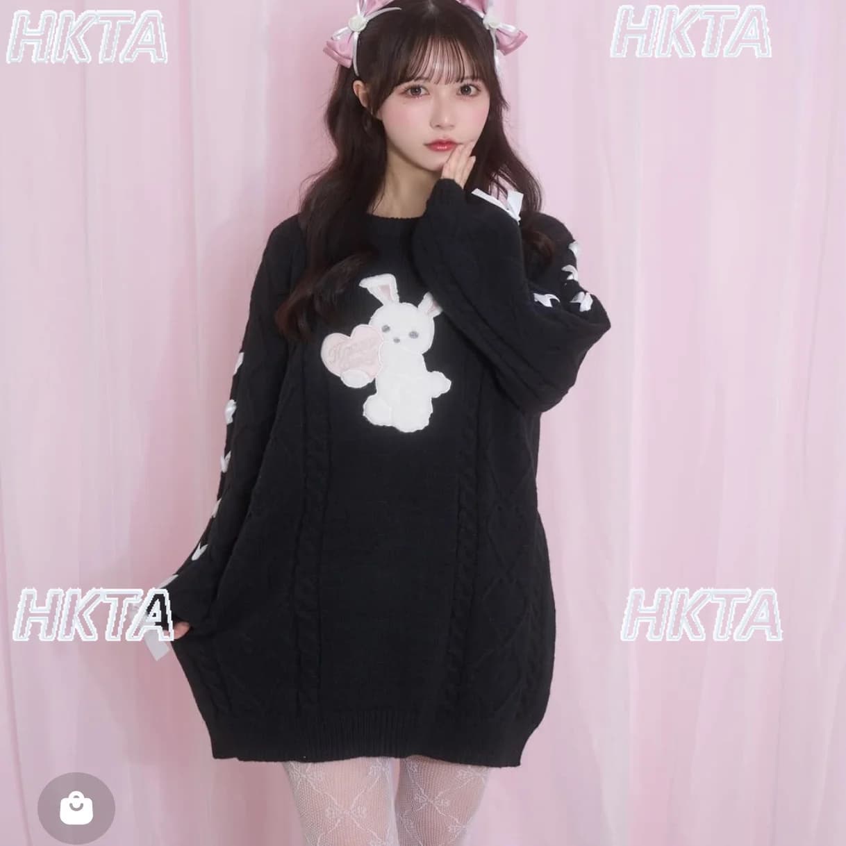 Japanese Style Patchwork Cartoon Cute Fluffy Rabbit Knitted Sweater Dress Women 2025 Winter New Sweet Lolita Mid-Length Sweaters