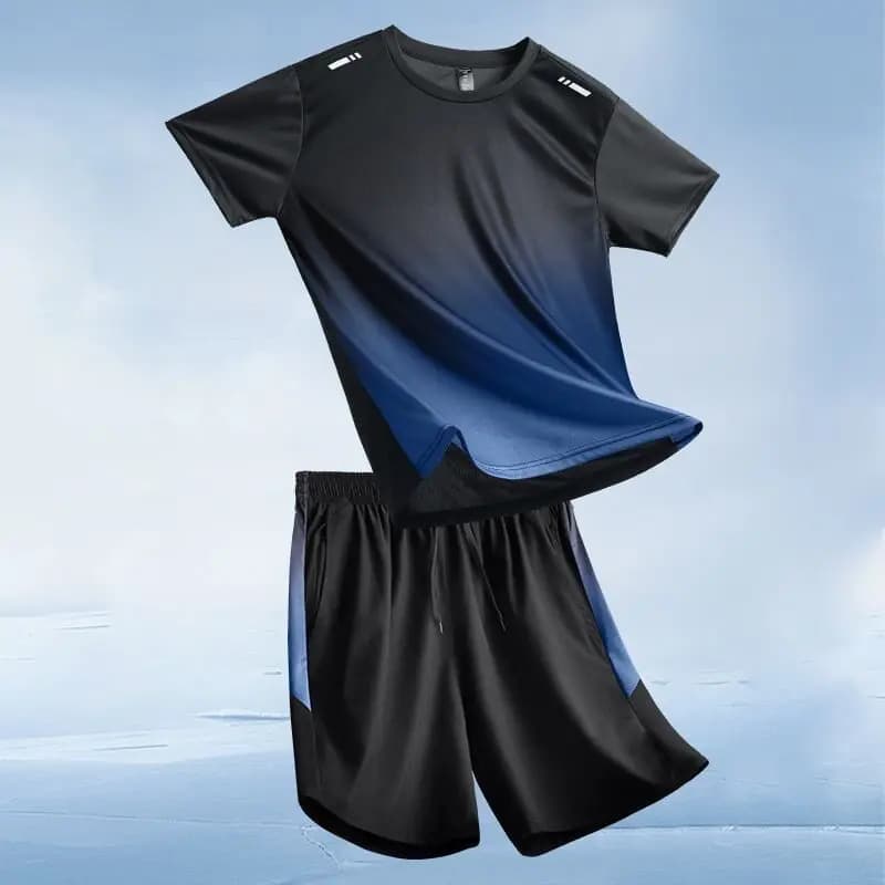 Men's Summer Ice Silk Quick Dry Thin Training Running Suit Basketball Sports Wear Resistant Muddy Clothes Lightweight Set