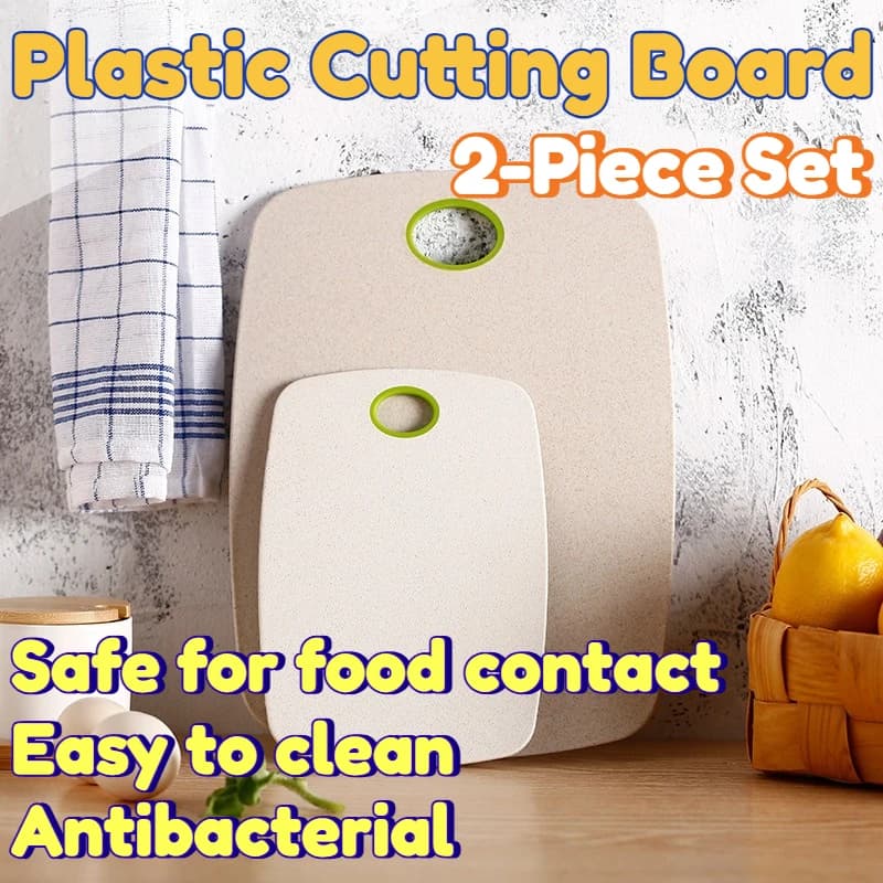 Set of 2 Sizes in Plastic with Wheat Paglia, Anti-slip, Easy to Clean, for Kitchen, Compatible with Knives, Durevoli and Anti-bacterial