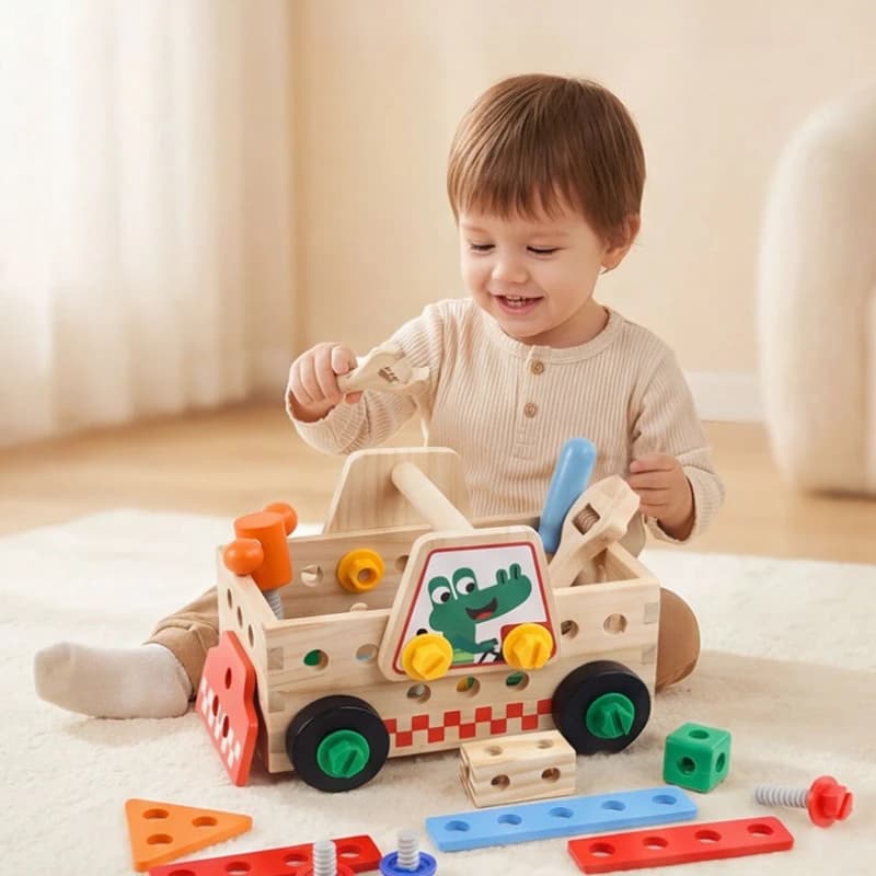 Childrens Assembly Toy Truck for Kindergarten Realistic Screw and Nut Assembly and Disassembly Educational Wooden Toy Kids Tools