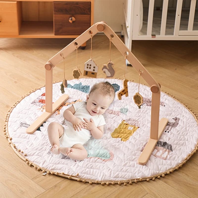 1 set di giocattoli sonaglio in legno per bambini Gioca a palestra Mobile appeso giocattoli sensoriali Gioco pieghevole Palestra Telaio Attività Palestra Decorazioni per la cameretta del bambino Giocattolo