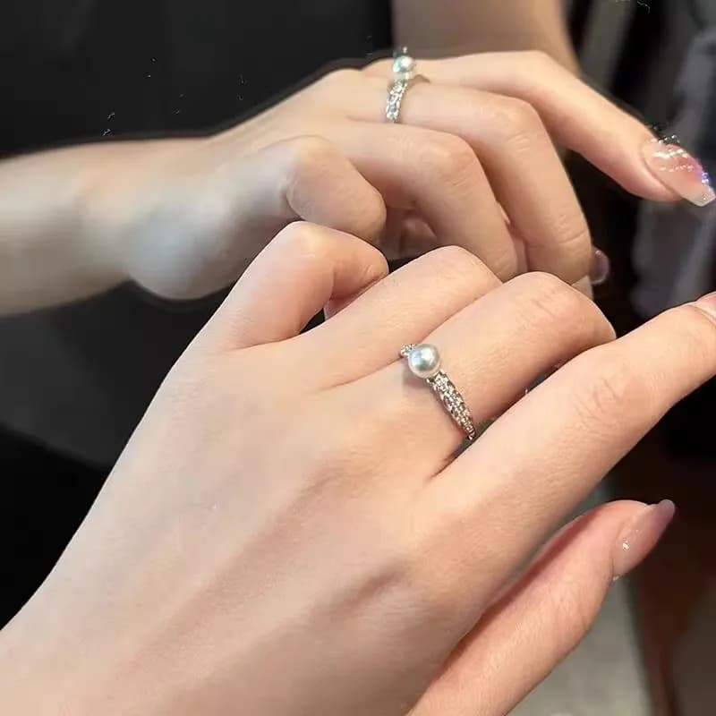 MeiBaPJ 5mm Freshwater Pearl Wheat Earring ANELLO Fashion Ring DIY Ring Silver 925 Setting Fine Wedding Jewelry for Women
