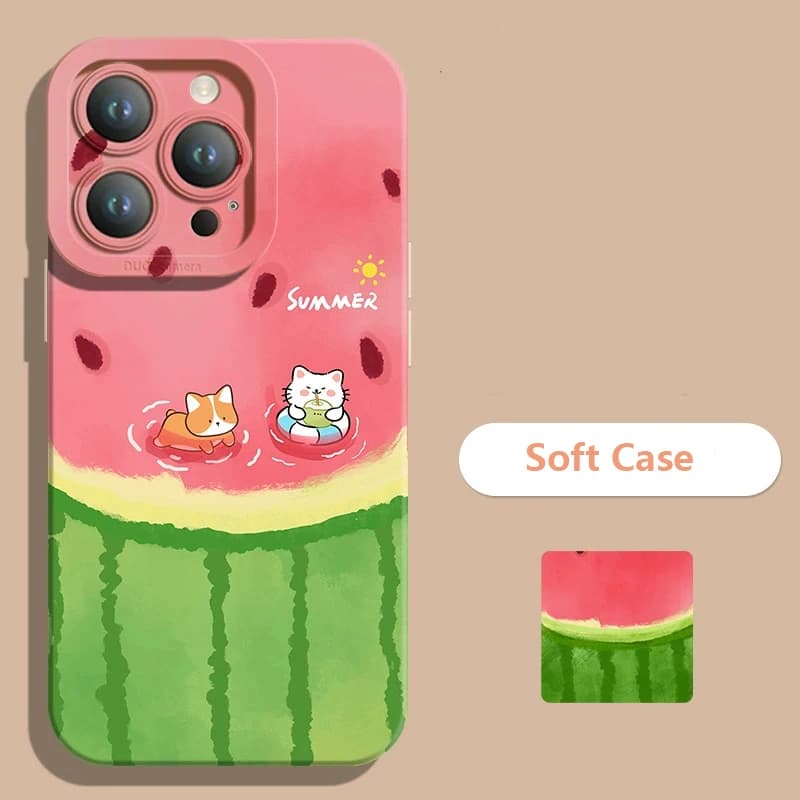 Estate Fresco Anguria Gatto Cassa Del Telefono Per Xiaomi Poco F7 F6 F5 X7 X6 X5 X3 M6 Pro Mi 13 12 11 Lite 5G 15 14 13 14T 13T 12T Copertura