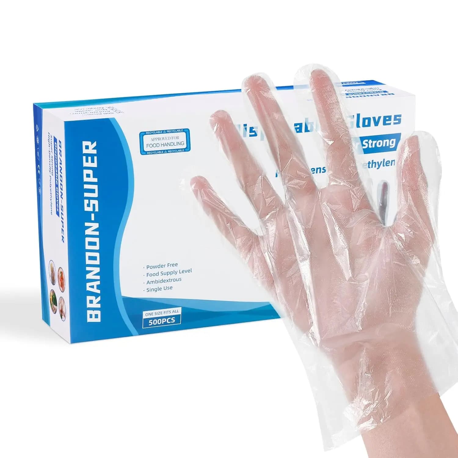 Guanti Monouso in Plastica per Preparazione Alimenti, 500 Pezzi, Trasparenti, Taglia Unica, in Polietilene, Senza Lattice e Senza Polvere
