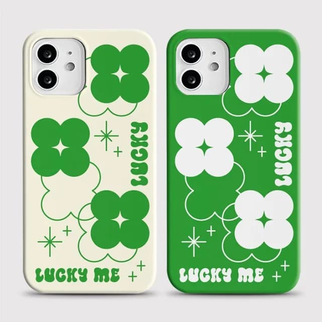 Lucky Clover Retro Trend Phone Case for iPhone 17 16 15 14 13 12 11 Air Pro Max X XS XR XSMax 7 8 Plus Glossy Film Hard PC Cover
