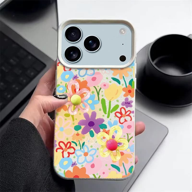 Custodia morbida per telefono fiore colorato per iPhone Air 17 16 15 14 Pro Max 13 12 Pro Max 11 16e Custodia in pelle siliconica antiurto