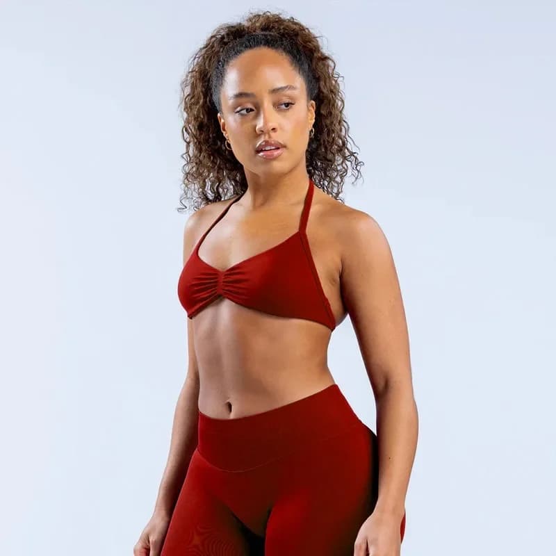 High elasticity summer sports bra with ultra fine nylon mat with American neckline and back embellishment, sports bra, yoga vest, comfortable and breathable