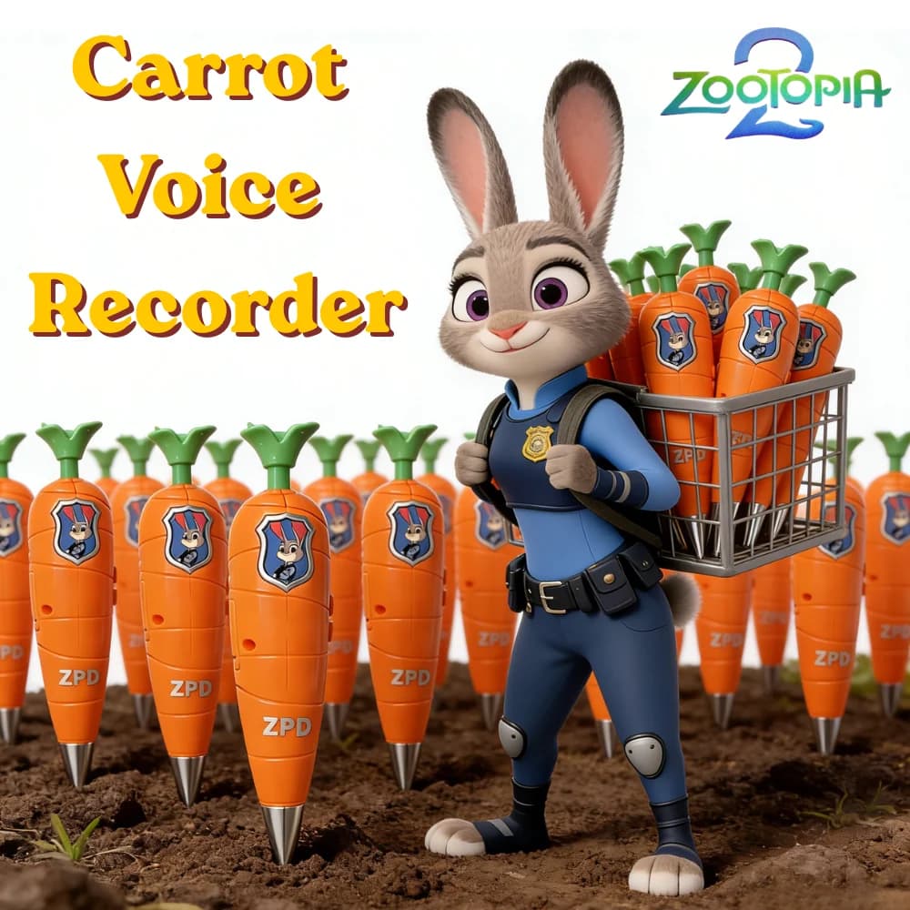 10/20/30 Pezzi Zootopia 2 Ingrosso Penna Registratore a Forma di Carota, Accessori Cosplay Judy, Cancelleria per Bambini, Mini Penna Gel 2-in-1 con Registrazione 60s