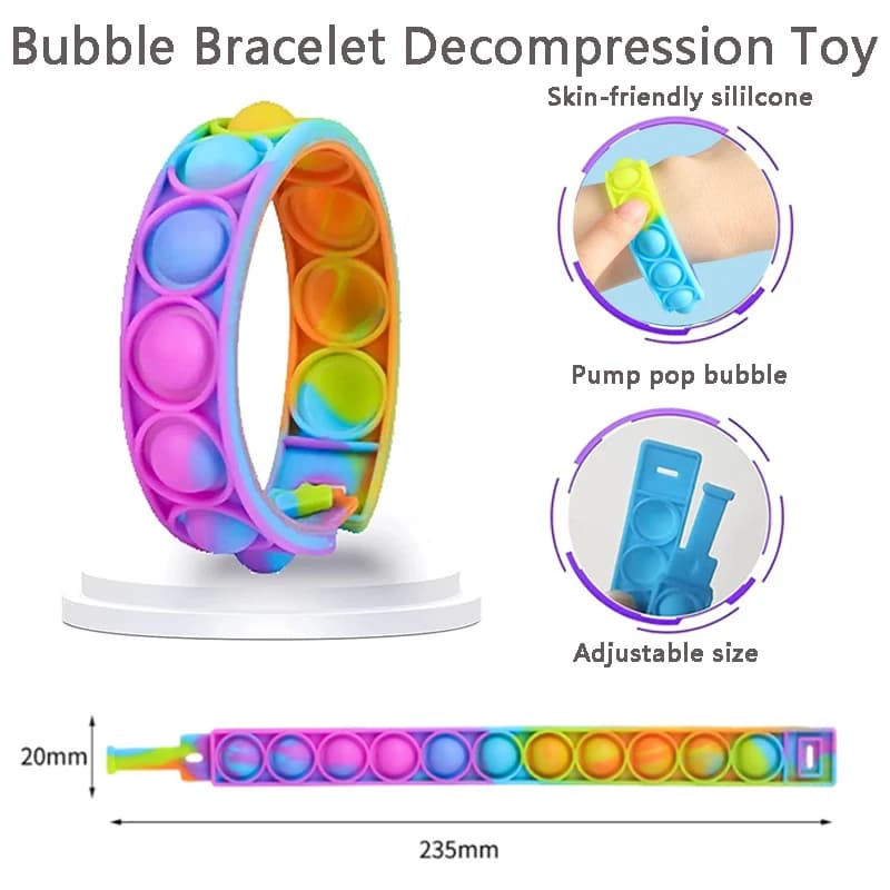 1/2/5/10 Pezzi Braccialetto in Silicone con Bolle, Giocattolo Antistress, Braccialetto Musicale per Bambini e Adulti