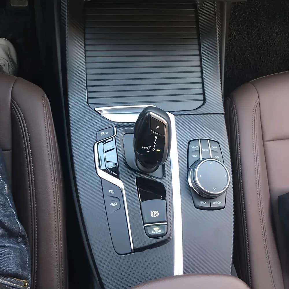 For BMW X3 X4 G01 G02 2018-2020 Car Gear Panel Sticker Gear Box Protective Film Carbon Fiber Black Car Interior Sticke