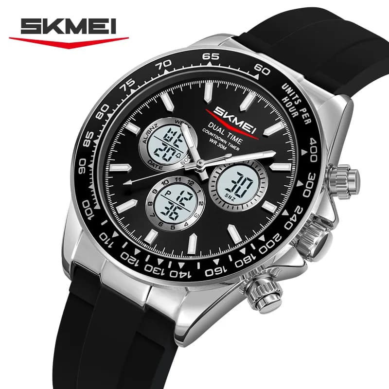 SKMEI 2505 Orologio da uomo d'affari di lusso al quarzo con doppio display elettronico Orologio da polso impermeabile da uomo d'affari in acciaio inossidabile Elite