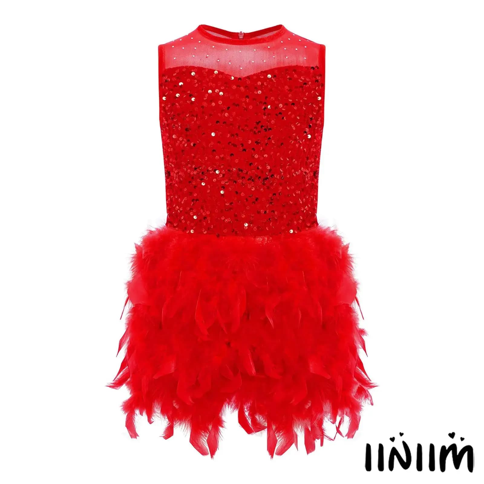 Costume da ballo lirico per balletto jazz per bambina, girocollo, senza maniche, in rete trasparente, per ginnastica, pattinaggio su ghiaccio
