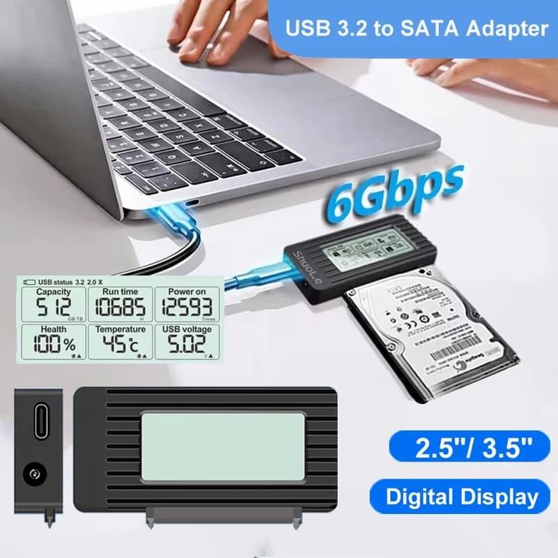 Cavo convertitore adattatore per disco rigido USB 3.2 3.0 a SATA IDE per disco rigido SSD HDD da 3,5 2,5 pollici Adattatore esterno per PC portatile