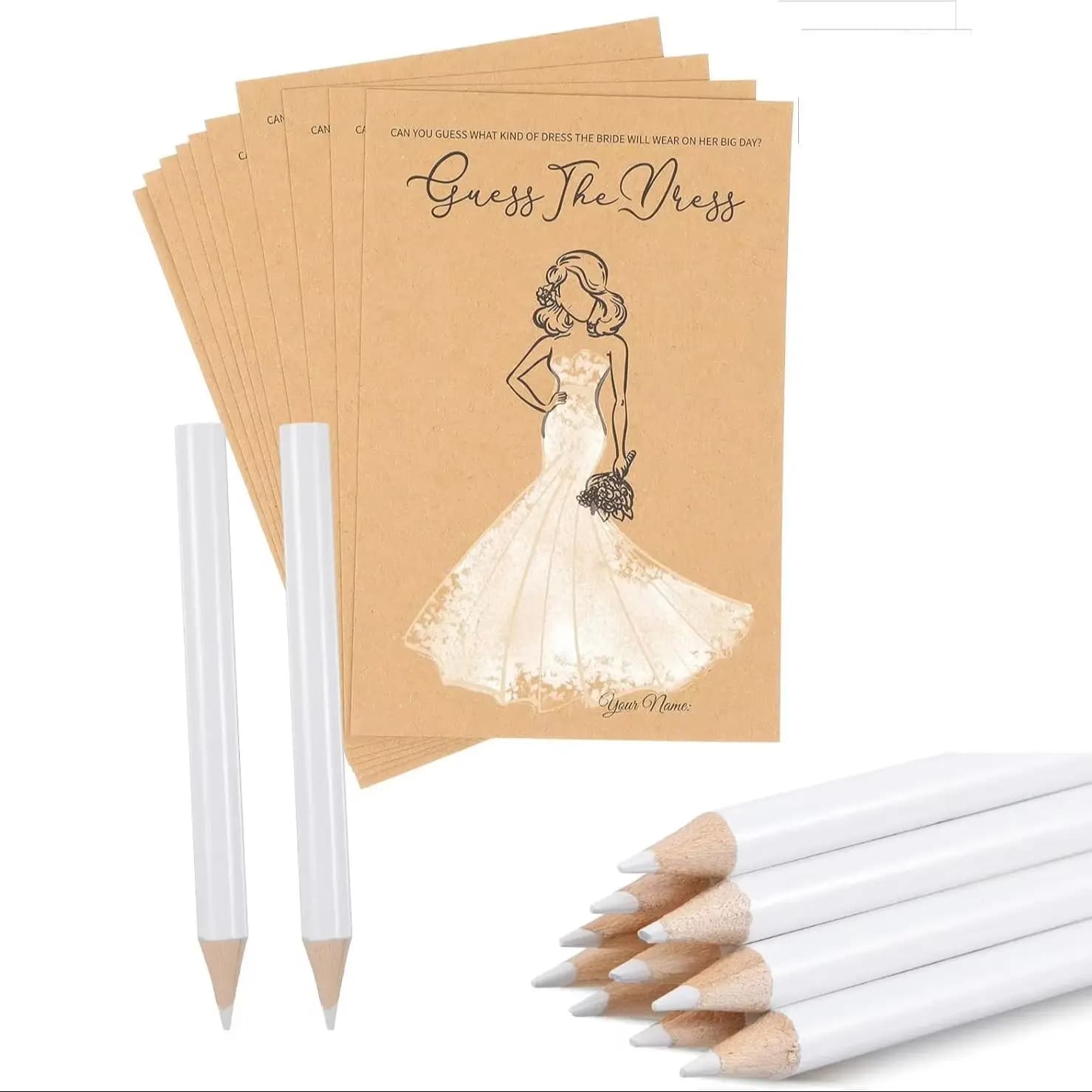10 Sets Bridal Shower Game Kits Wedding Shower Game Cards Water-Soluble Pencils Creative Party Supplies for Wedding Decorations